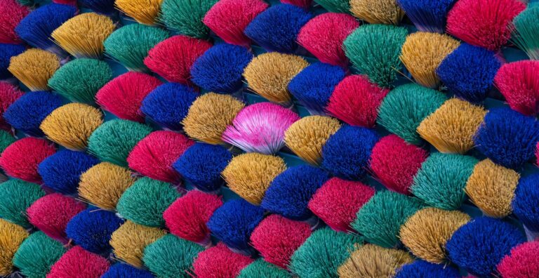 Colorful yarn palette for a decorative crochet border