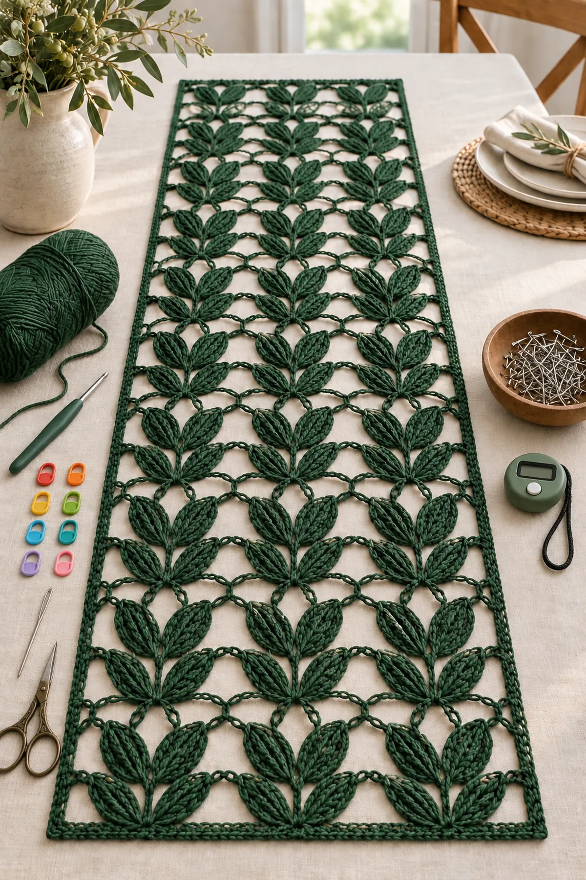 Evergreen sport cotton crochet hook markers needle scissors row counter and blocking pins