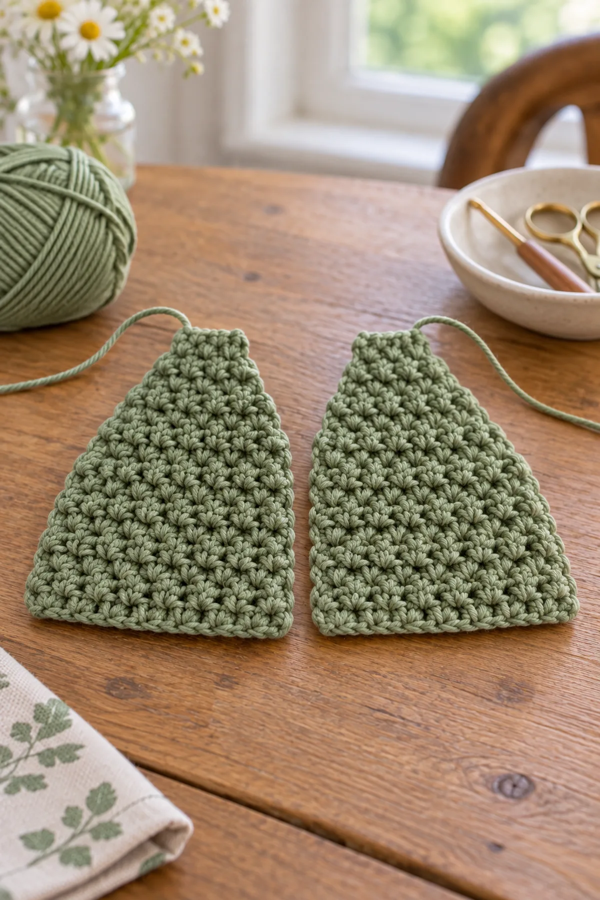 Mid-process crochet construction and shaping for mini crochet tea cozy for one